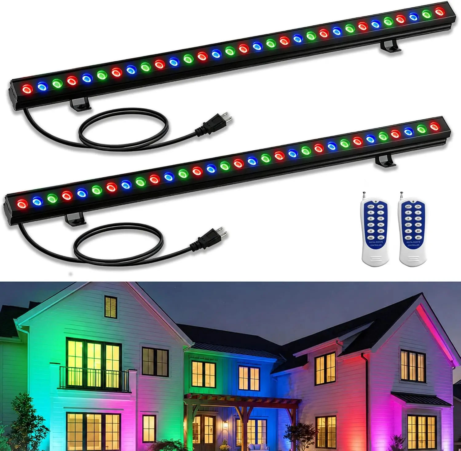 Color Changing Outdoor - Paquete de 2 Luces RGB para