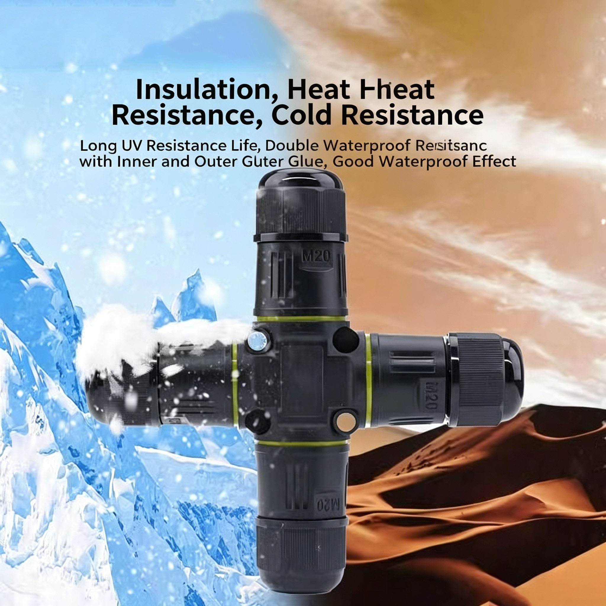 Outdoor Lighting Wire Connectors - Conector Impermeable IP68 de 4 Vías,